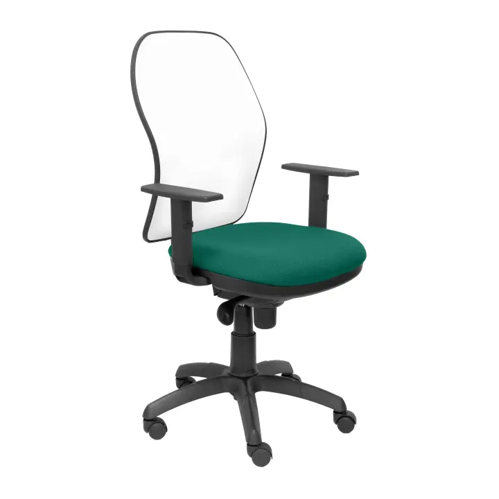 Silla de Oficina Ergonómica Piqueras Y Crespo con Malla Blanca y Asiento Bali Verde Esmeralda - 1