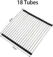 Escurridor de plato de cocina, escurridor de plato plegable, escurridor de plato de cocina de acero inoxidable, escurridor de plato de encimera para fregadero, escurridor de plato, 37*35 cm - details 0
