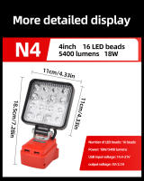 Luz De Trabajo LED Para Batería Milwaukee M18 18V Luz Amplia Con Dos Puertos USB Para Emergencias Y Almacenamiento De Baterías - details 12