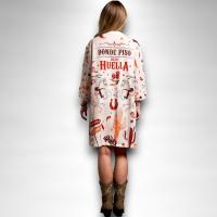 Vestido Far West Anabel Lee Mujer | Camisero Evasé Oversize | Estampado All-Over "Donde Piso Dejo Huella" - details 2