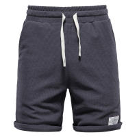 Novedad de verano, pantalones cortos de color liso, pantalones cortos deportivos y de ocio para hombre, pantalones cortos con lazo en la cintura elástica, ropa exterior de talla europea, pantalones de tres cuartos - details 1