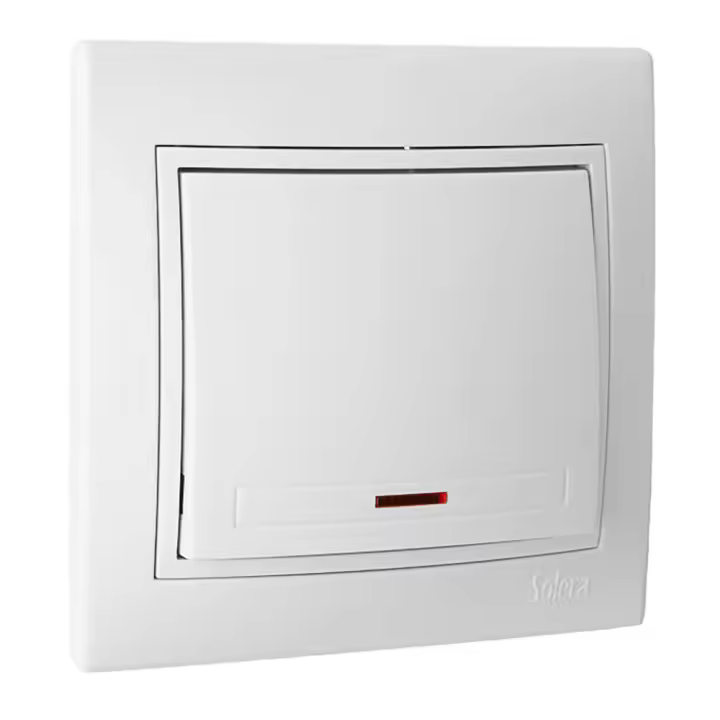 Conmutador Interruptor Luminoso 10AX 250V Blanco 83x81x10mm Solera - 1