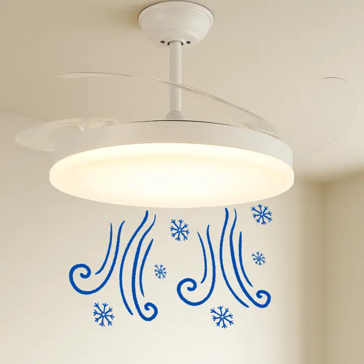 Ventilador de Techo con luz LED White Hoom, Motor DC Silencioso, 6 Velocidades, Luz Regulable en 3 Tonos,  Mando a Distancia, Temporizador, Función Verano e Invierno Aspas retráctiles - 1