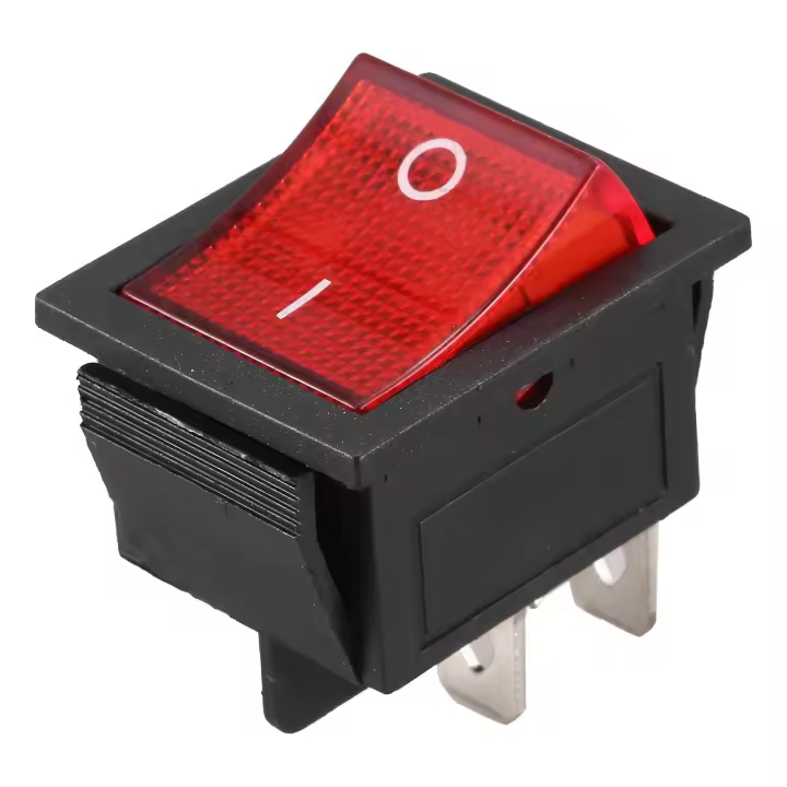 Red Light Illuminated 4 Pin Dpst On/off Snap In Rocker Switch 16a 20a 250v Ac - 1