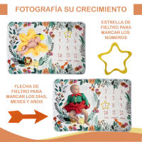 Manta Meses Bebé de Hitos Mensuales, Manta para Foto Personalizada Bebé Recién Nacido Unisex, Alfombra Bebé Regalos Originales Personalizados. Incluye Marco para Fotos. 100x65 Cm - details 0
