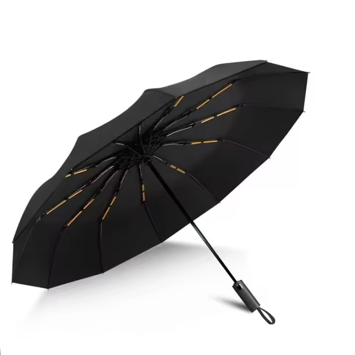 Paraguas Automático plegable resistant to Viento, Sombrilla Grande de lujo with revestiento Negro, 12 Huso, 1 Unidad - 1
