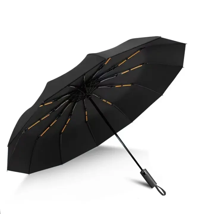 Paraguas Automático plegable resistant to Viento, Sombrilla Grande de lujo with revestiento Negro, 12 Huso, 1 Unidad - 1