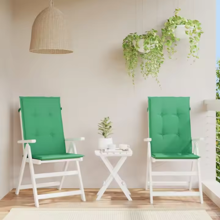 Silla de Jardín respaldo 2 UDS lienzo alto verde 120x50x3cm - 1