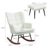 HOMCOM Silla Mecedora con Reposapiés Mecedora para Lactancia con Cojín Acolchado y Reposabrazos Carga 130 kg Mecedora para Salón Dormitorio - details 2