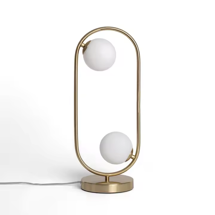 Ledkia Lámpara de Mesa Metal y Cristal Moonlight Brass 2 Focos Dorado - 1