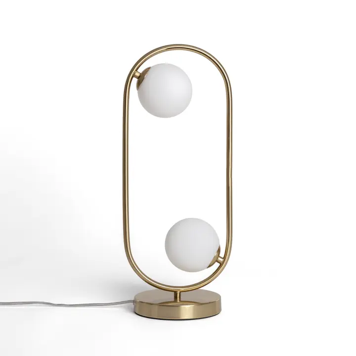 Ledkia Lámpara de Mesa Metal y Cristal Moonlight Brass 2 Focos Dorado - 1