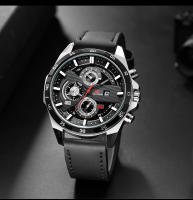 Reloj De Pulsera De Cuero Negro 46mm Estilo Militar Grande Movimiento De Cuarzo Con Calendario Decorativo Resistentes Al Choque Y Agua Para Hombre - details 12