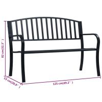 vidaXL Banco de jardín acero negro 125 cm - details 6