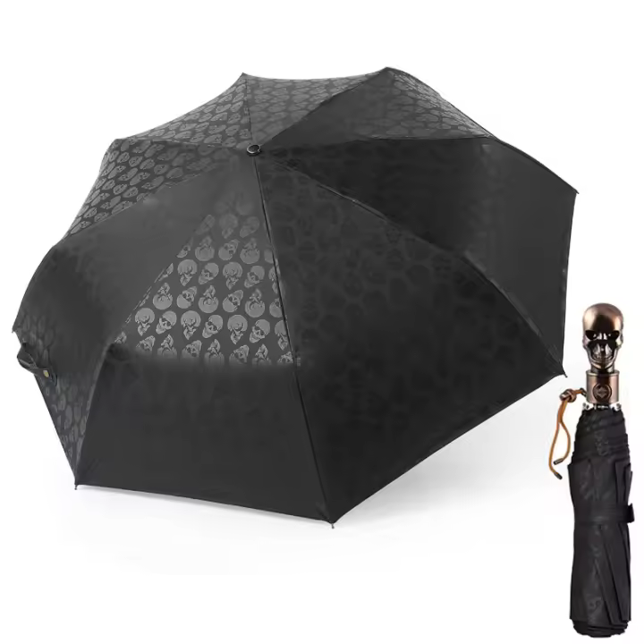 Paraguas Automático Negro Diablos Calavera 3 Plegables Anti UV Para Hombre Y Mujer Paraguas De Viaje Resistente Al Viento Para Hombre Y Mujer - 1