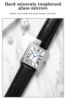 Reloj Deportivo Casual SANDA 1108 Para Hombres Y Mujeres Resistente Al Agua Y Al Desgaste Con Dial Cuadrado De Cuero Legítimo Reloj De Cuarzo De Lujo Para Parejas - details 8