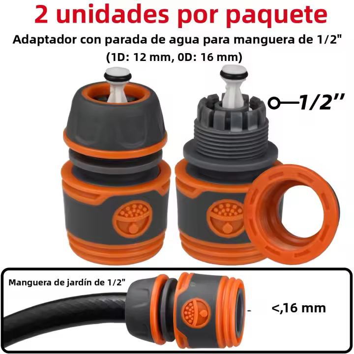 KESLA Adaptador De Jardín 2pcs 1/2" 3/4" Conector Rápido 16mm Tapa De Conexión Coupler Extensor De Tubo Para Riego - 1