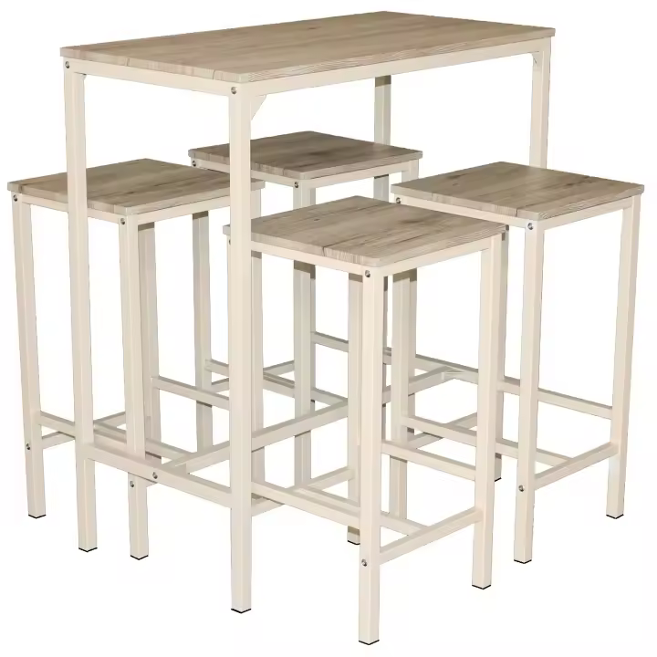 JUEGO DE MESA DE BARRA Con 4 Estables Pizzeria Kitchen Kebab Mod. BRASIL adecuado para interior o exterior bajo carpa gazebo Terraza - 1