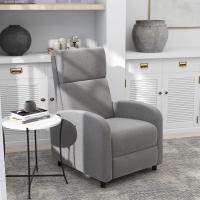 HOMCOM Sillón Relax Reclinable Manual Sillón Relax Tapizado en Lino Sintético con Reposapiés Respaldo Alto Carga 120 kg Butaca Reclinable para Dormitorio Oficina Gris - details 1