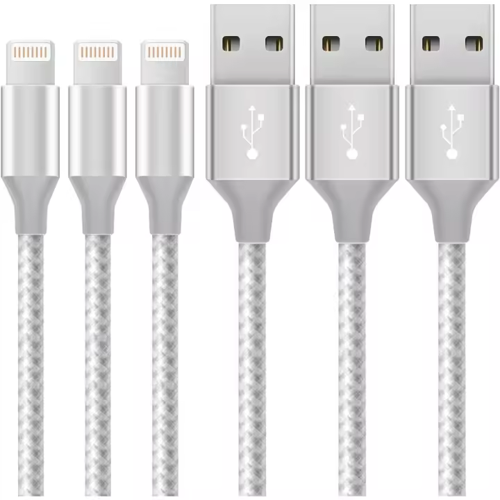 Cable cargador para iPhone, paquete de 3, cable Lightning de 3 pies/1 m, cable de carga rápida trenzado para iPhone compatible con iPhone 13 12 11 Pro Max Mini XS XR X 8 7 6 - 1