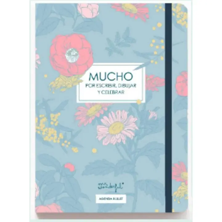 MR WONDERFUL - Agenda Bullet - Agenda ATEMPORAL - Contiene 212 Páginas - Incluye 4 Hojas de Pegatinas - Pesa 120gr - Color Verde Floral - 1