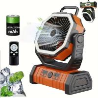 Ventilador portátil recargable por USB con luz LED, diseño hexagonal, material ABS, perfecto para acampar, pescar y aventuras al aire libre. - details 3