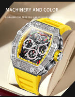 Reloj Mecánico Automático Para Hombre ONOLA 2022 Diseño Único De Lujo Con Incrustaciones De Diamante Resistente Al Agua Correa De Silicona Display Numerario Estilo Casual - details 8