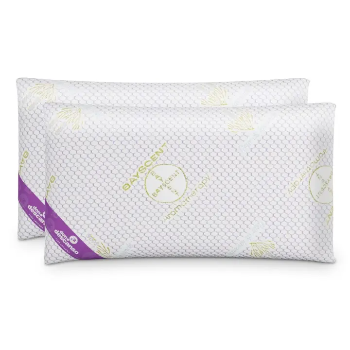 Nalui Almohadas Copos Viscoelástica Lavanda Blanco Pack 2 (70x38 cm), Firmeza Media - 1