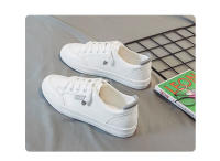 Zapatillas De Correr Para Mujer Verano Moda Blanca PU Cuero Transpirable Zapatillas De Caminar Casual Con Cordones Deportivas De Tacón Plano Para Hombres - details 6