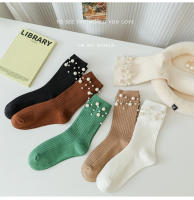 Pareja De Calcetines De Moda Para Mujer Con Decoración De Perlas Estilo Princesa Medio Caña Coreano Accesorios De Ropa - details 11