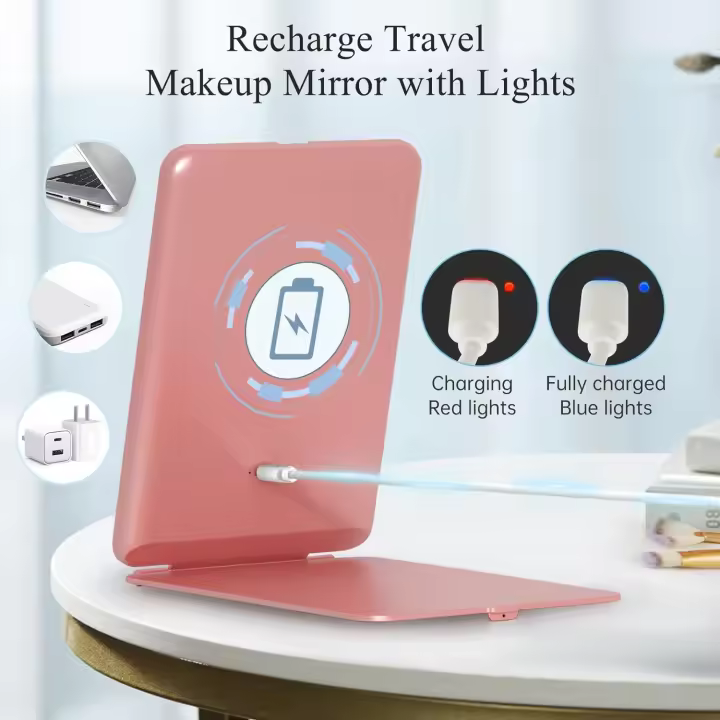 Espejo de Belleza de maquillaje iluminado portátil, iluminación de 3 Colores, Pantalla táctil regulable,LED - 1