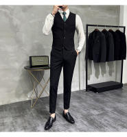 Traje Tres Piezas De Calidad Alta Con Rayas Y Color Sólido Estilo Coreano Traje Slim-fit Con Chaleco Y Pantalones Para Hombres - details 15