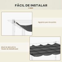 Outsunny Cubierta para Pérgola Techo de Repuesto Retráctil para Sombrilla Toldo de Tela para Cenador Jardín con 10 Orificios de Drenaje - details 6