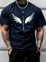 Camiseta De Verano Para Hombre Con Impresión De Alas Ligera Y Transpirable Estilo Casual Cuello Redondo Manga Corta Ropa Exterior 2024 - details 2