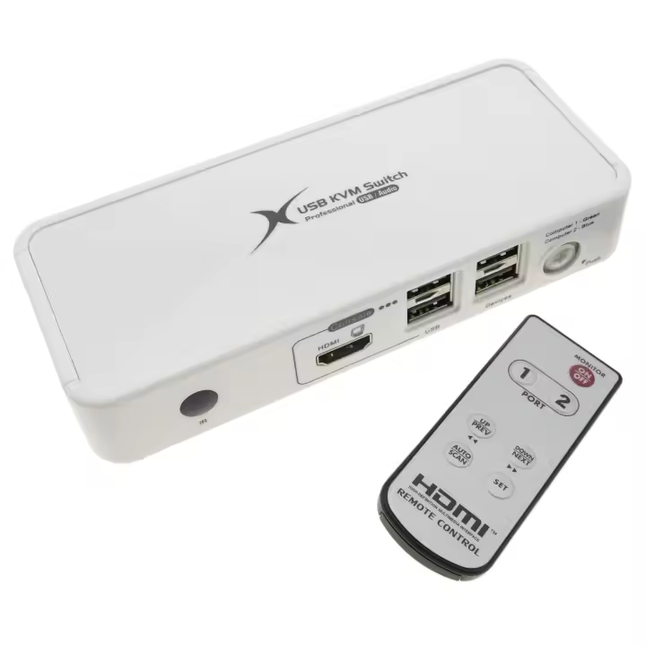 Conmutador KVM Uniclass HDMI USB2 AUDIO 1KVM a 2CPU - BeMatik - 1