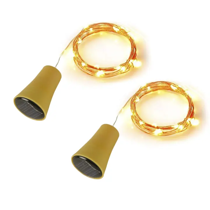 Luz Solar Para Botella De Vino Con Tapa Y Luces De Hilo LED Guirnalda De Luces Faeiras Para Fiesta De Navidad Boda Bar Decoración Lámpara De Hilo Cobre - 1