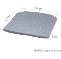 Pack 4 Cojines para Sillas - Estampados Lisos con 2 Cintas de Sujeción - Ideal para Interiores y Exteriores - 40 x 40 x 3 cm - details 1