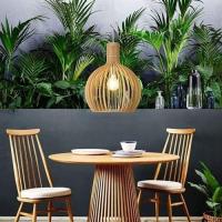 ALPINALUZ  Lámpara Colgante de Madera "MINKA" – Pantalla Artesanal con Casquillo E27, Altura Ajustable, Estilo Nórdico para Cocina, Salón o Restaurante - details 0