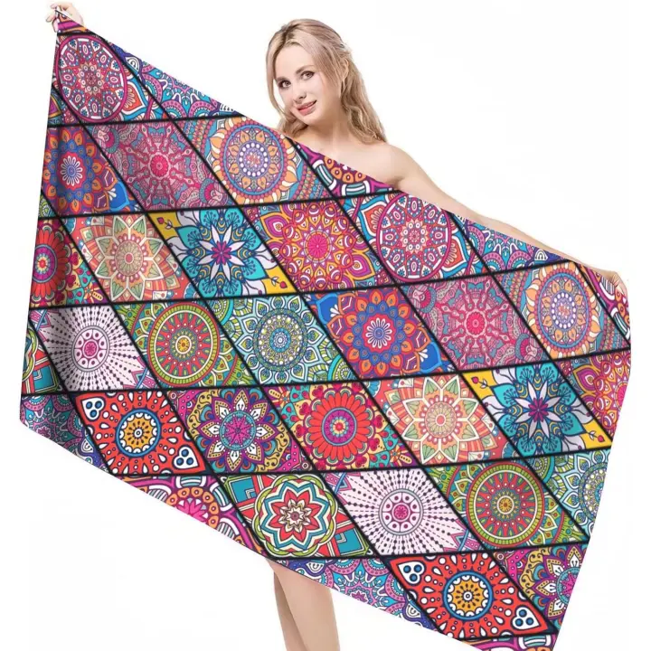 Toalla Playa Grande Toalla Microfiber Gimnasio, Pareos Playa Grandes Toalla Playa Niña Mujer Hombre Toallas De Playa Grandes Baño Portatil Toallas Para Gimnasio Pool Gym Ducha - Mandala B - 1