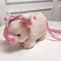 Bolso De Hombro Para Mujer Kawaii Rosa Con Cerdo De Peluche Suave Tote Con Cremallera Y Lazo Lindo Bolsa De Mano Para Estudiantes Y Niños - details 10