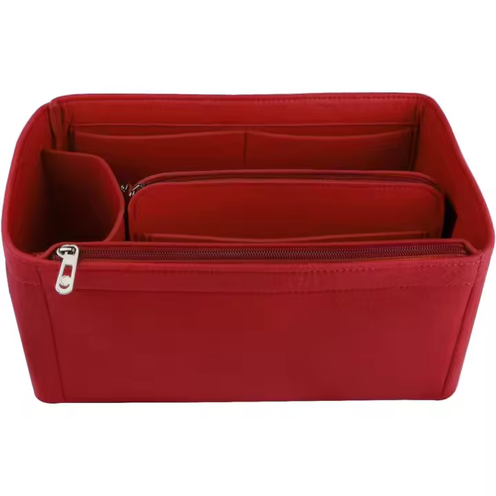 Organizador de bolsos de fieltro, organizador de bolsos, bolso de mano con múltiples bolsillos, organizador (rojo, mediano) - 1