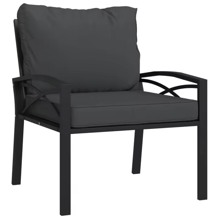 vidaXL Silla de jardín acero con cojines 68x76x79 cm Gris, Arena, Conjunto Terraza Muebles Jardín Exterior Juego de Muebles de jardín Mueble Jardín Exterior Muebles de Salon Exterior - 1
