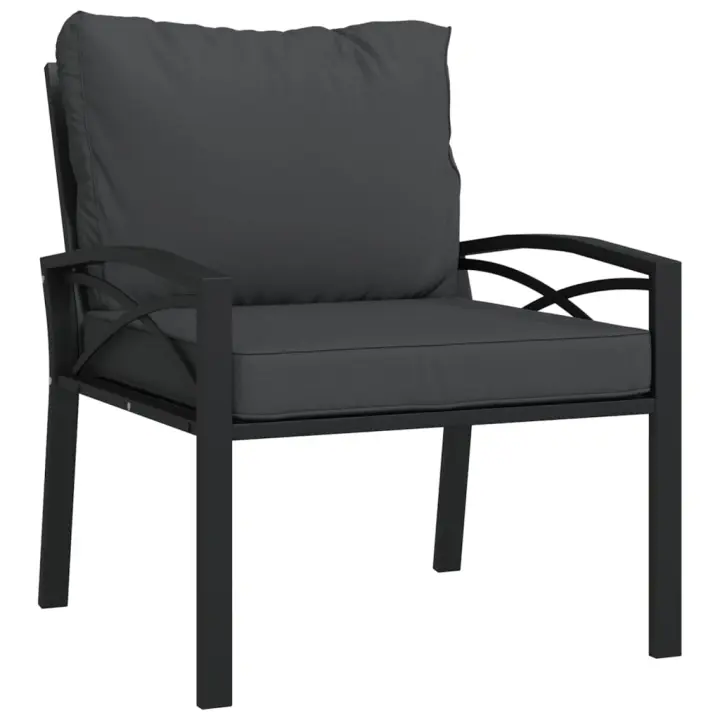 vidaXL Silla de jardín acero con cojines 68x76x79 cm Gris, Arena, Conjunto Terraza Muebles Jardín Exterior Juego de Muebles de jardín Mueble Jardín Exterior Muebles de Salon Exterior - 1