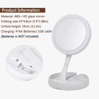 Espejo De Maquillaje Plegable Con Luz LED 10X Magnificación Doble Cara Recargable Por USB O Batería Para El Hogar - details 5