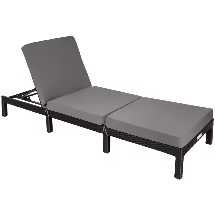 Tectake - Tumbona de poliratán SOFÍA, Fácil de limpiar, Diseño muy bonito y elegante, Respaldo ajustable en 6 posiciones - 1