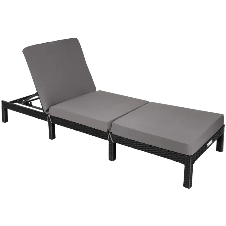 Tectake - Tumbona de poliratán SOFÍA, Fácil de limpiar, Diseño muy bonito y elegante, Respaldo ajustable en 6 posiciones - 1
