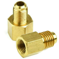 Adaptador De Piezas 1/4 Hembra Flare 2 Piezas Conjunto Accesorios De Conector De Latón Adaptador De R134a a R12 1/2 Acme Macho Para A/C - details 1