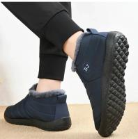Botas De Invierno Impermeables Para Hombres Nuevas 2025 Plush Negro Botas De Nieve De Tobillo Calientes Para Parejas Con Pluma Y Suela De TPU - details 17