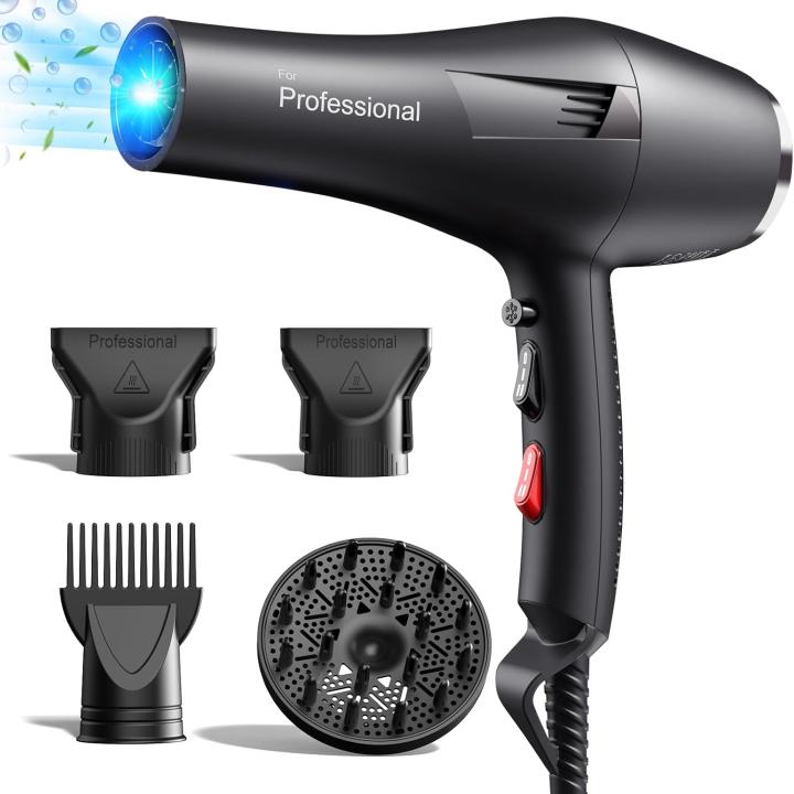 Faszin Secador Pelo Profesional Iónico 2400W, Sin Encrespamiento, Motor Profesional AC, Iónico, 2,5 Metros Cable, 2 Concentradores Y 1 Difusor, 3 Temperaturas Con 2 Velocidades Y Botón Aire Frio