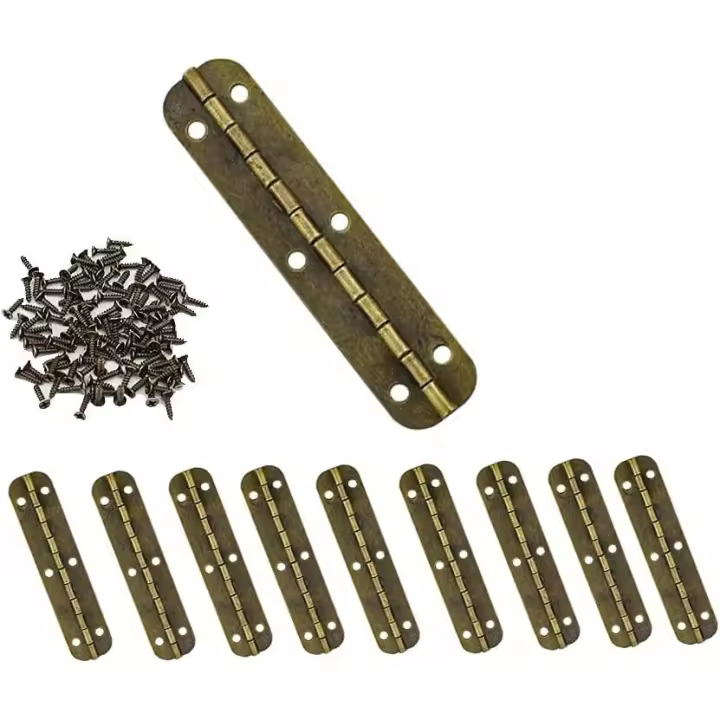 Mini bisagras de latón Vintage para muebles, armario, cajón, joyero con tornillos de 60 uds., 10 Uds. - 1