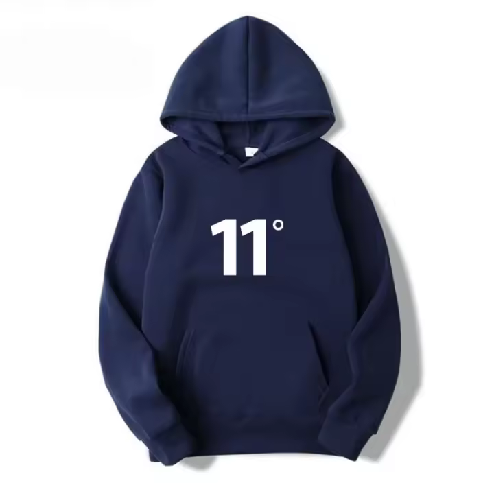  Sudadera De Capucha Azul Marino Para Hombre Estampado Cool 11 Respirable Oversized Streetwear Casual Otoño Sin Cierre - 1